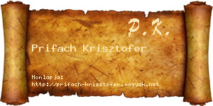 Prifach Krisztofer névjegykártya